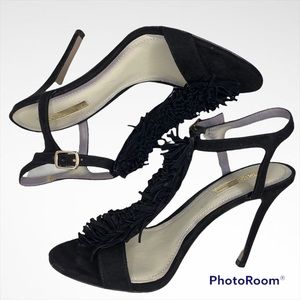 BCBGeneration black suede fringe heels Sz 7